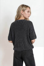 Load image into Gallery viewer, Charcoal Washed Raw Edge Sweater