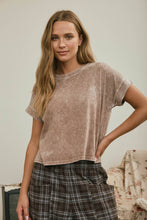 Load image into Gallery viewer, WASHED SHORT SLEEVE BOXY KNIT TOP: OLIVE