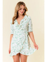 Load image into Gallery viewer, Sage Floral Smocked Wrap Dress