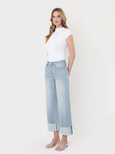 Load image into Gallery viewer, Vervet High Rise Cuffed Striped Crop Wide