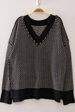 Load image into Gallery viewer, Black Contrast Stitch Reversible V-Neck Sweater