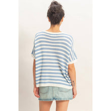 Load image into Gallery viewer, Blue Striped V-Neck Dolman Top