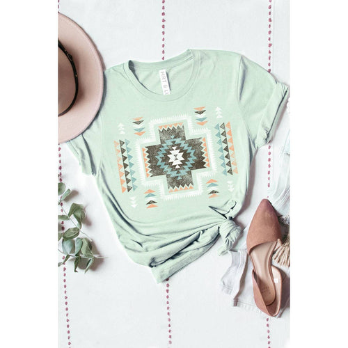 AZTEC  WASHED GRAPHIC TEE: LT SAGE / L