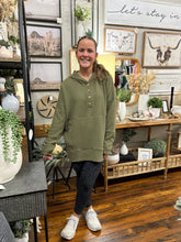 Load image into Gallery viewer, Olive Jacquard Kangaroo Hoddie