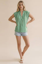 Load image into Gallery viewer, Green Notch Neck Drop Shoulder Tank