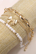 Load image into Gallery viewer, BOW PEARL LINK TRIO SET BRACELETS