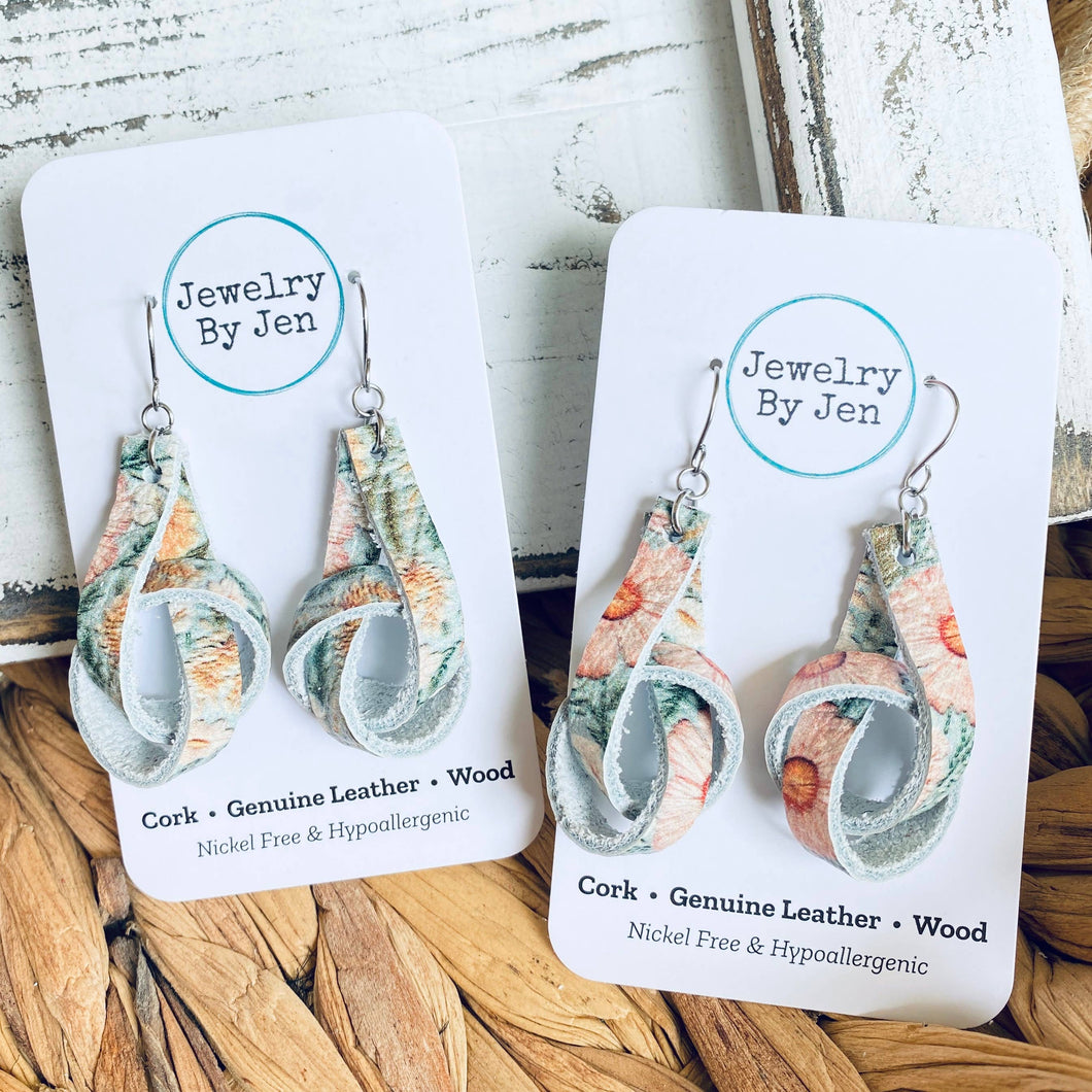 Knot Earrings: Sage & Peach Earrings