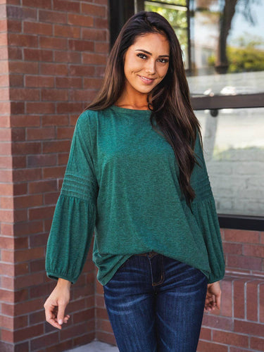 Green 3/4 Pleated Sleeve