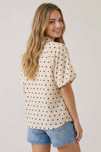 Load image into Gallery viewer, Cream Polka Dot Bubble Sleeve Top