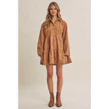 Load image into Gallery viewer, OLIVE MEADOW MARKET ARTISAN DAISY EMBROIDERED CORDUROY MINI DRESS