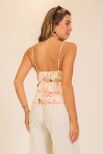 Load image into Gallery viewer, Pink Floral Tie-Front Peplum Tank