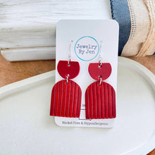 Load image into Gallery viewer, Embossed Arch: Red Earrings
