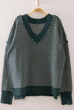 Load image into Gallery viewer, Forest Contrast Stitch Reversible V-Neck Sweater