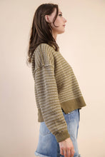 Load image into Gallery viewer, Olive Two Tone Textured Knit Casual Sweater