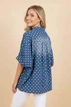 Load image into Gallery viewer, Polka Dot Button Front Denim Shirt