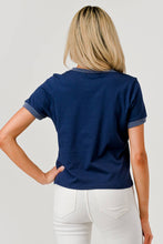 Load image into Gallery viewer, Navy Contrast Ribbed Top
