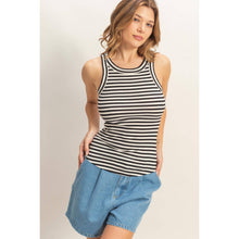 Load image into Gallery viewer, Black Striped Ribbed Racerback Tank