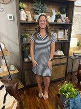 Load image into Gallery viewer, Navy Stripe Dress w/Pockets