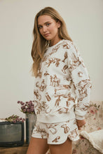 Load image into Gallery viewer, WESTERN PRINT CREW NECK LONG SLEEVE KNIT TOP0: BROWN MULTI