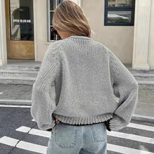 Load image into Gallery viewer, Grey Tie Front Cardigan Sweater