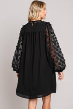 Load image into Gallery viewer, Black Shift Dress w/Applique Sleeves