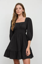 Load image into Gallery viewer, Black Lace Trim Square Neck Mini Dress