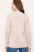 Load image into Gallery viewer, Taupe Pintucked Stripe Cardigan