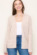 Load image into Gallery viewer, Taupe Pintucked Stripe Cardigan