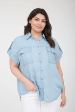 Load image into Gallery viewer, Stripe Chambray Collared Top