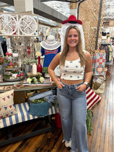 Load image into Gallery viewer, Ivory Star Pattern Crop Tank