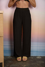 Load image into Gallery viewer, Black Textured Elastic Waist Pant