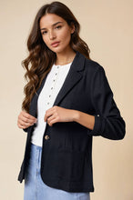 Load image into Gallery viewer, Black Shirred Sleeve Textured Blazer