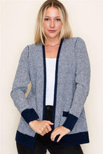 Load image into Gallery viewer, Navy Contrast Trimmed Cardigan