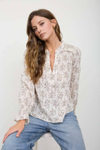 Load image into Gallery viewer, Floral Leaf Split Neck Top