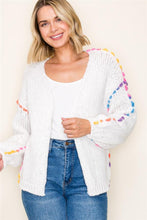Load image into Gallery viewer, Ivory Multi Color Stitching Chunky Cardigan