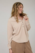 Load image into Gallery viewer, Light Khaki Washed Ribbed Henley