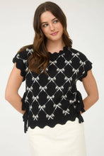 Load image into Gallery viewer, Black Bow Pattern Side Tie Pullover