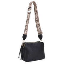 Load image into Gallery viewer, Mila 3 Compartment Crossbody Bag With Guitar Strap: Black