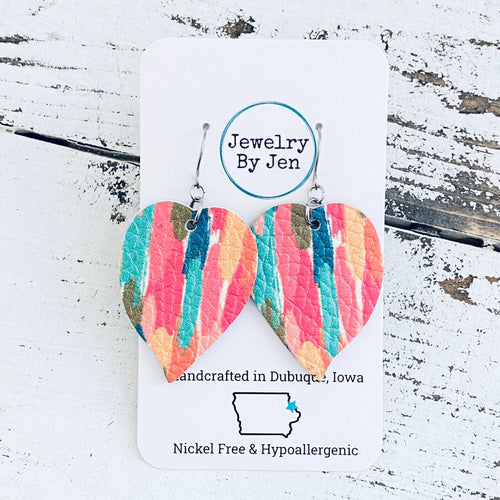 Heart Petal Earrings: Colorful Brushstrokes