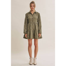 Load image into Gallery viewer, OLIVE MEADOW MARKET ARTISAN DAISY EMBROIDERED CORDUROY MINI DRESS