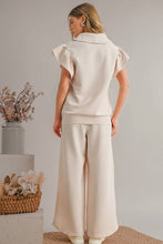 Load image into Gallery viewer, Textured Ruffled Sleeve Zipped Top &amp; Pants Set