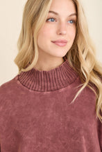 Load image into Gallery viewer, Hot Cocoa Mineral Washed Ribbed Mock Neck Sweatshirt