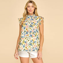 Load image into Gallery viewer, Floral Ruffle Sleeve High Neck Top