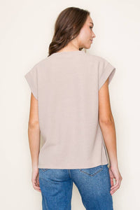 Taupe Round Neck Top