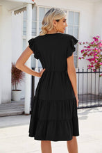 Load image into Gallery viewer, Black V Neck Ruffle Dress