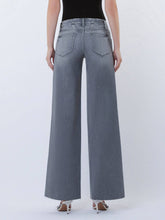 Load image into Gallery viewer, Vervet Mid Rise Clean Cut Raw Hem Grey Wide Leg Jeans