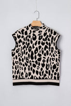 Load image into Gallery viewer, Leopard Mock Neck Short Sleeve Sweater