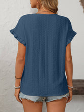 Load image into Gallery viewer, Dark Blue Eyelet Crewneck Top