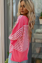 Load image into Gallery viewer, Pink Stripe Patchwork Long Sleeve Tunic Top