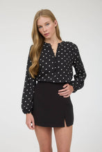 Load image into Gallery viewer, Black Polka Dot Henley Top